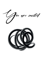 You are invited invitation template. collage style. simple geometric shapes for grounge look. printable greeting card