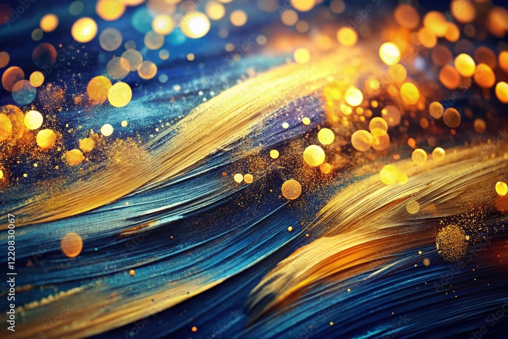 Poster abstract brushstroke background with bokeh lights for branding design