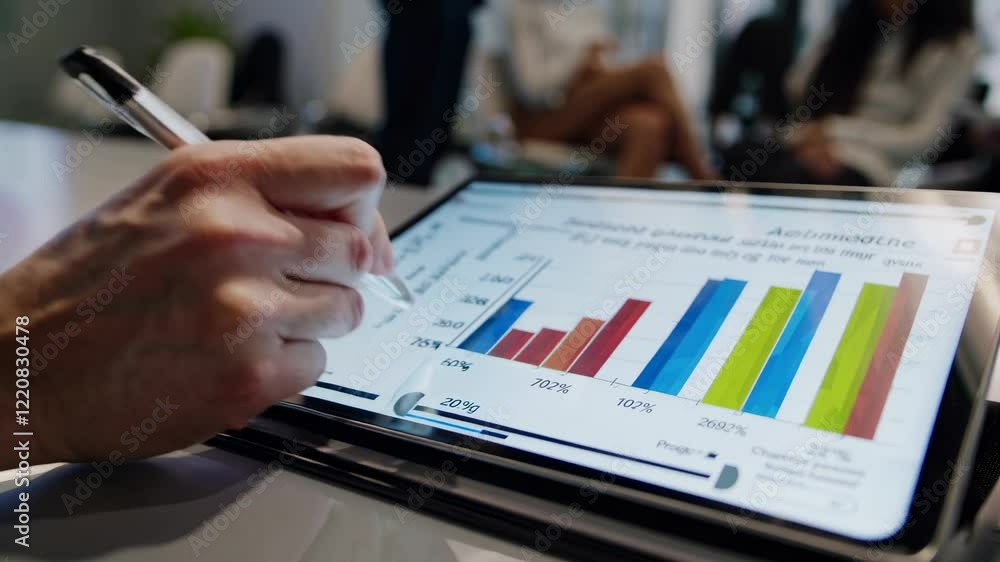 Leinwandbilder business team discusses project metrics and strategies in modern office setting