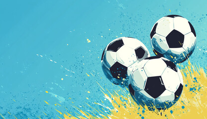 Fototapeta premium Dynamic Soccer Balls on Abstract Blue Background