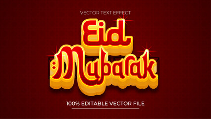 Eid Mubarak Luxury 3D Editable Text Style Effect Gold and Red Theme