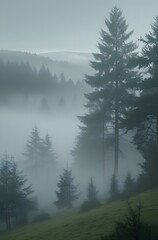 misty morning in the forest