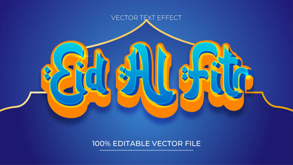 Fototapeta premium Eid Text Effect Template with Islamic Blue and gold theme