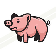 colorful illustration of a happy little pig character