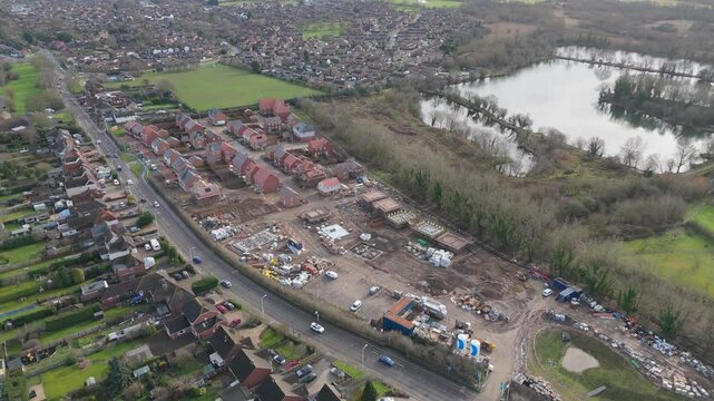 New Housing Developement Aerial View in Thatcham Berkshire