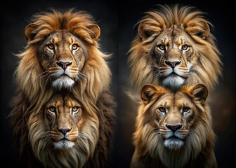 Majestic Lion Head Portraits: Low Light Photography of the King of Beasts