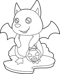 Bat Halloween Pumpkin Animal Vector Graphic Art Illustration