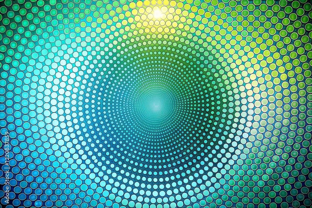 Poster abstract geometric green sky gradient circular pattern background with dots - stock photo