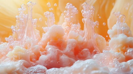 Naklejka premium Foamy Peach Splash in a Dynamic Abstract Scene