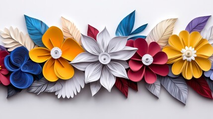 Colorful Paper Flower Decoration for Craft and Design Projects