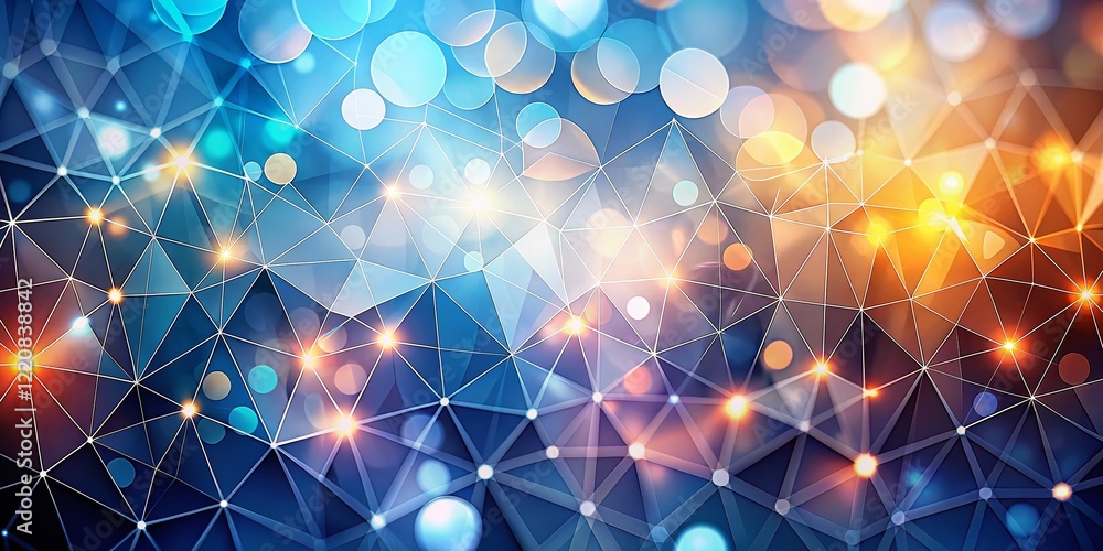 Poster abstract geometric pattern with bokeh background, white space design element