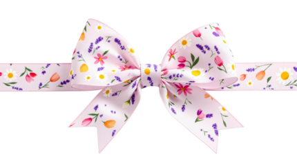 A ribbon with a bow with flowers cut out