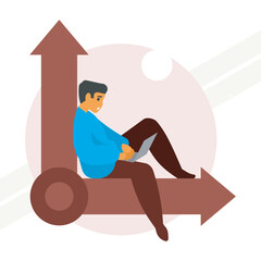 Programmer sitting on clock hands