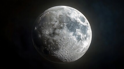 A highly detailed photograph of the full moon isolated