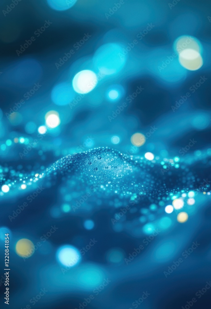 Poster ethereal blue bokeh with shimmering light and abstract texture
