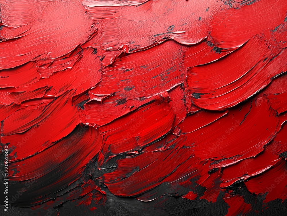 Poster vibrant red abstract texture with dynamic brush strokes and depth