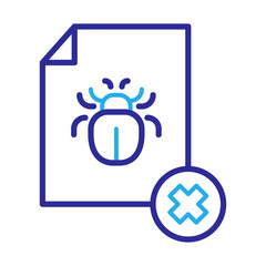 File Infection Icon – Document with Bug and Cross Representing Malware in Files