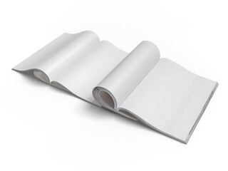 Realistic open Magazine or Book with blank page mockup isolated on background. Blank template for...