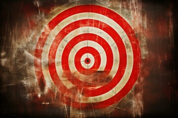 Fototapeta premium Red and white target on grunge scratched background representing goal setting, achievement, and focus