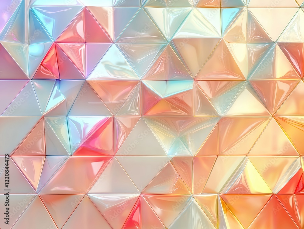 Poster colorful glossy triangular shapes on abstract background surface