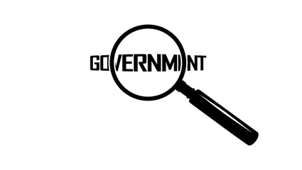 letter government under magnifying glass , black isolated silhouette