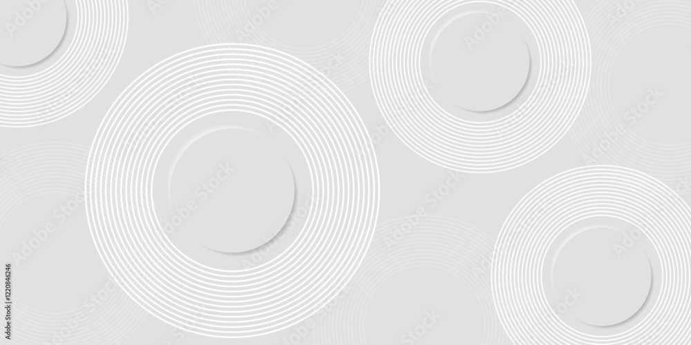Poster modern abstract white circle shape background. elegant geometric shape pattern with light shadow. su