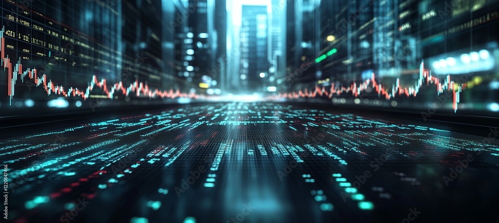 Poster Chart stock market visual background. Business finance statistic data. Generative AI technology.	
