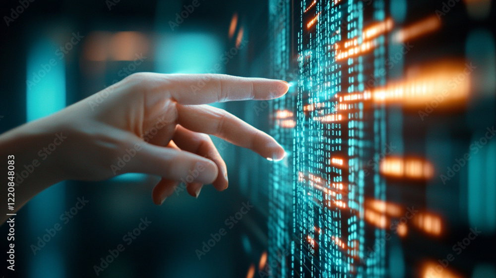 Aufkleber interacting with digital code a futuristic technology visualization