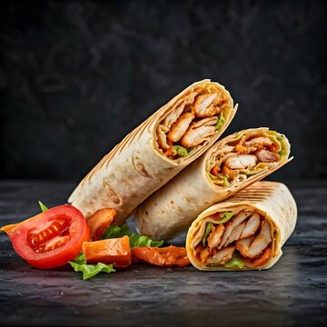 Chicken zinger shawarma rool image .Ai generated