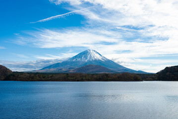富士山と精進湖の風景
