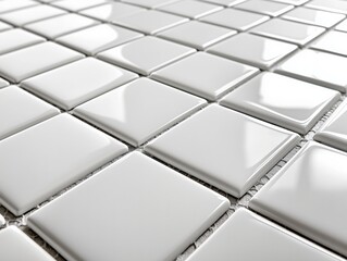 Obraz premium Glossy White Square Tiles with Reflections on a Clean Surface