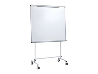 Mobile whiteboard on wheels isolated on transparent or white background, png