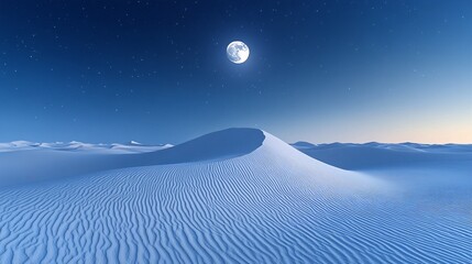 Desert Landscape with Moonlit Sky and Dunes.