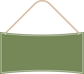 Illustration of a hanging sign board with blank copy space. Empty sign board with rope for your design. 