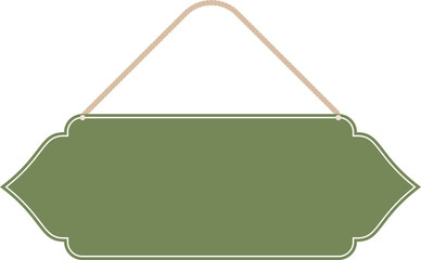 Illustration of a hanging sign board with blank copy space. Empty sign board with rope for your design. 