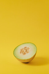 Fresh melon on background. Healthy raw food, dessert without sugar and flour. The concept of zero...