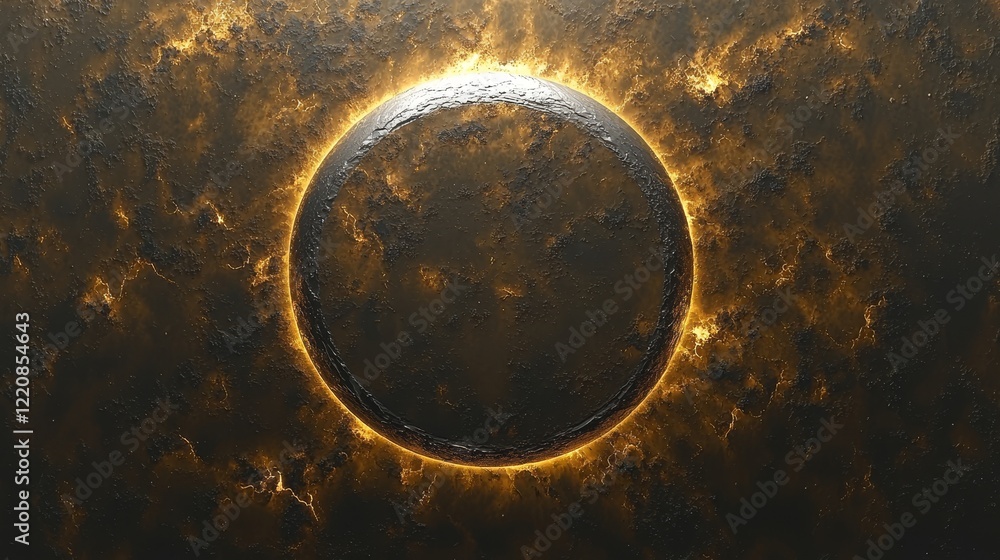Poster celestial event solar eclipse over dramatic clouds abstract art mystical atmosphere close-up view