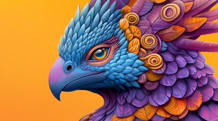 Vibrant Colorful Bird with Intricate Feather Details and Background