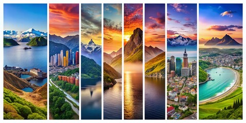 Abstract Vertical Banner Design with Drone Photography: Editable Template for Business, Marketing & Social Media