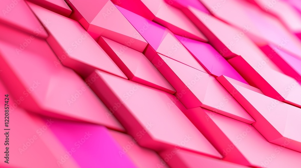 Poster dynamic pink geometric patterns abstract digital art modern design vibrant environment eye-level vie
