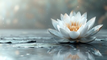 Serene lotus blossom on tranquil water nature scene floral beauty calm environment close-up perspective