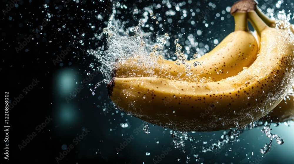 Aufkleber this striking image captures the dynamic motion of bananas splashing into water, showcasing vibrant 