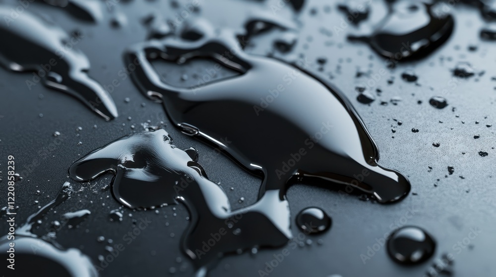 Aufkleber a dramatic view of black liquid pooling on a dark surface, emphasizing the rich texture and forming 