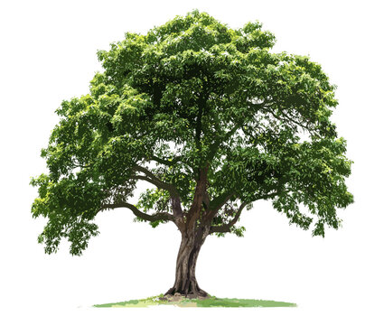 Green leaf tree vector illustration, isolate real tree die cut png file on transparent background, landscape element, detailed botanical vector, eco design asset