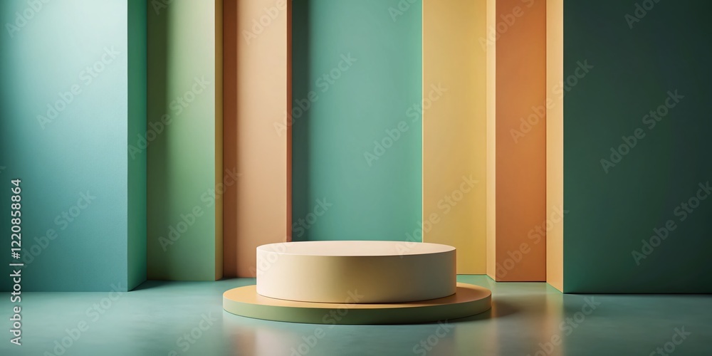 Poster minimalist abstract pedestal background: 3d render for product display & branding