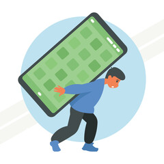 Smartphone addiction concept illustration