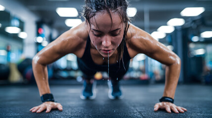 Person engaging in high-intensity interval training at gym, showcasing dedication and commitment to fitness and personal health improvement.