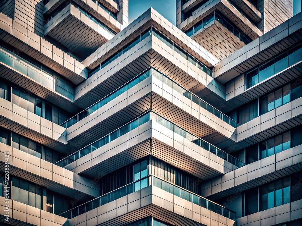 Aufkleber minimalist architecture: layered geometric forms, abstract building structure