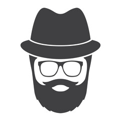man face with beard and hat on head icon