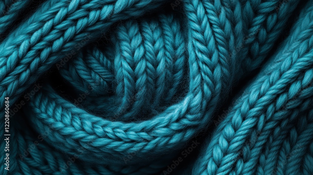 Poster this dynamic image captures the essence of aqua twisted yarn, emphasizing its smooth texture and ric